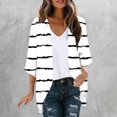 thumbnail image 2 of Mujeres de Manga Larga Tops de Moda Casual Impresión Suelta Cubrir Blusa de Cárdigan, Poliéster Suave Manga 3/4, 2 of 6