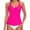 Hot Pink, variant on Women's Elegant Halter Tankini Top V-Neck Ruched Bust Flowy Design with Drawstring Sides Removable Padded Bathing Suit Top for 2026 Trendy Beach Wear