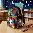 thumbnail image 3 of Uorisanigo Backpack Set for School and Camping, 4-Piece Includes Picnic Lunch Box, Water Carrier Pouch and Pencil Case, Breathable Daypack with Front Pocket Rainbow Graffiti Soccer, 3 of 7