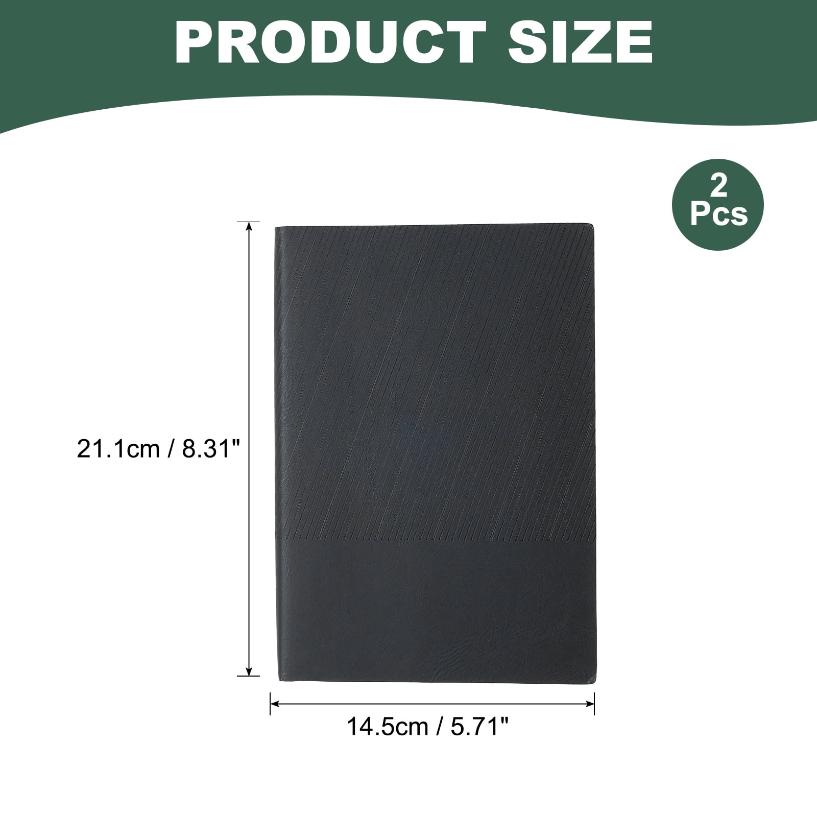Uxcell Lined Journal Notebook 8.3" x 5.7", 2 Pcs A5 98 Pages Journaling Notebooks 80 GSM Thick Paper, Pu Leather Daily Journal Book Ribbed Texture, Black