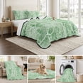 thumbnail image 6 of Quilts Queen Size Bedding Set, Coral Branches Lightweight Quilted Comforter, Sage Green Boho Modern Abstract Art Soft Reversible Bedspread Coverlet with Pillow Covers for All Season, 90" x 96", 6 of 9