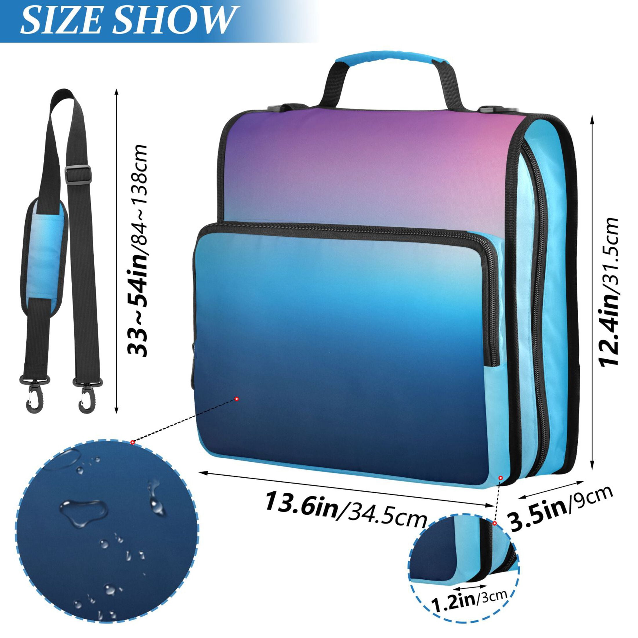 ALAZA Zipper Binder Blue Gradient-z6 3 Ring Trapper Keeper File Folder Organizer Bag