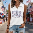 thumbnail image 2 of KHONTS Women's Quarter Zip Golf Shirts USA Printed Independence Day Sleeveless T-Shirts Casual Summer Tops 01-White M, 2 of 4