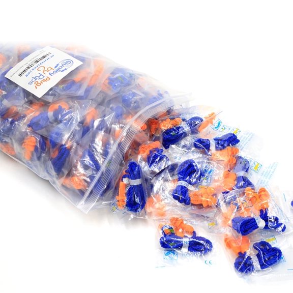 100 Pairs of Corded Ear Plugs for Noise Protection - Reusable Earplugs for Shooting, Construction & Work (25dB)