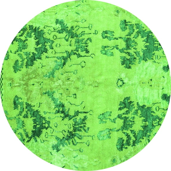 Ahgly Company Indoor Round Abstract Green Modern Area Rugs, 8' Round