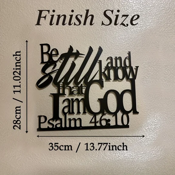Bible Verse Sign Metal Wall Art Decor, Be Still and Know That I Am God Metal Wall Sign Christian Words Suitable for Living Room