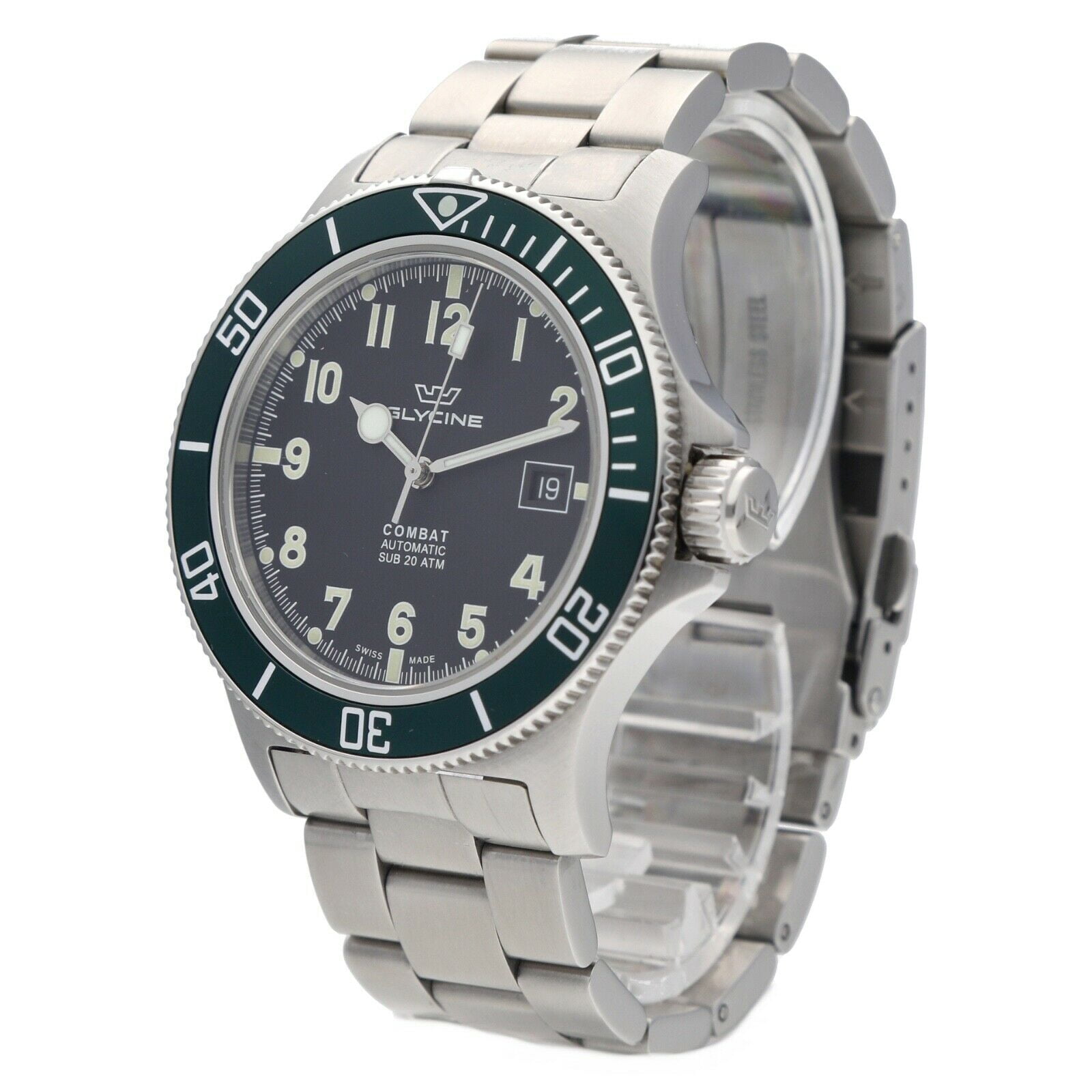 Glycine Combat GL.0253 Green Bezel 42mm Stainless Steel Glycine Combat GL.0253 Green Bezel 42mm Stainless Steel
