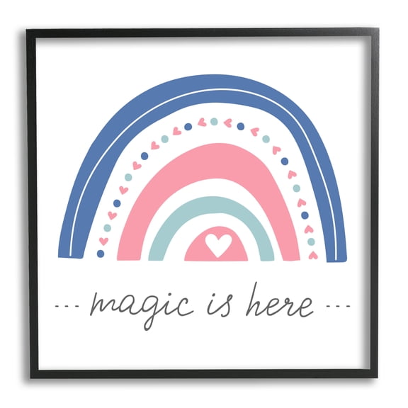 Stupell Industries Magic is Here Rainbow Abstract Painting Black Framed Art Print Wall Art, 12 x 12