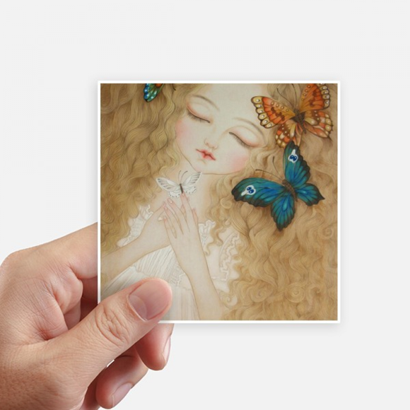 Dress Pretty Girl Chinese Painting Sticker Square Waterproof Stickers Wallpaper Car Decal
