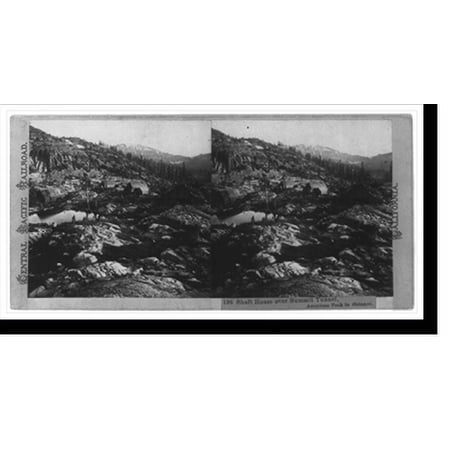 Historic Print, Shaft house over Summit Tunnel American Peak in distance, 16" x 20"