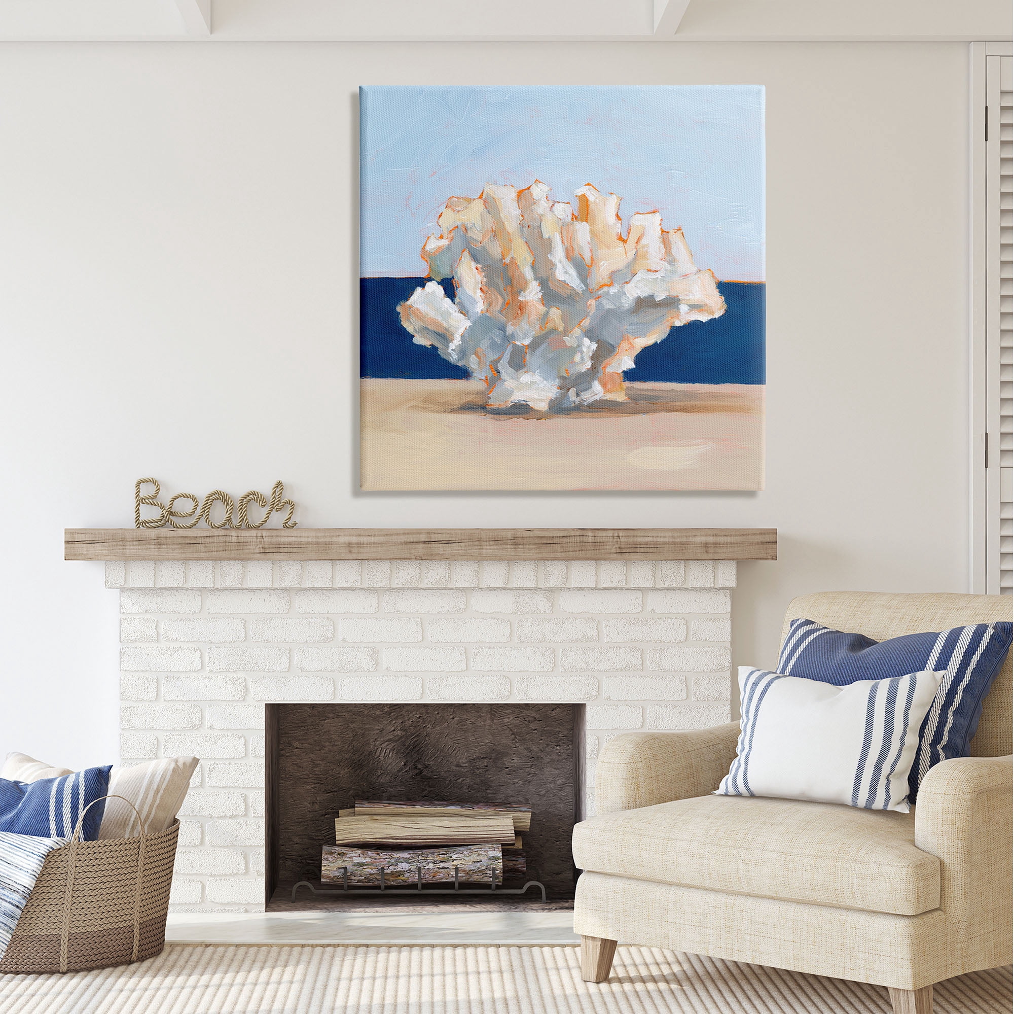 Stupell Industries Coral Still Life Painting Animals & Insects Painting Gallery Wrapped Canvas Print Wall Art, 36 x 36