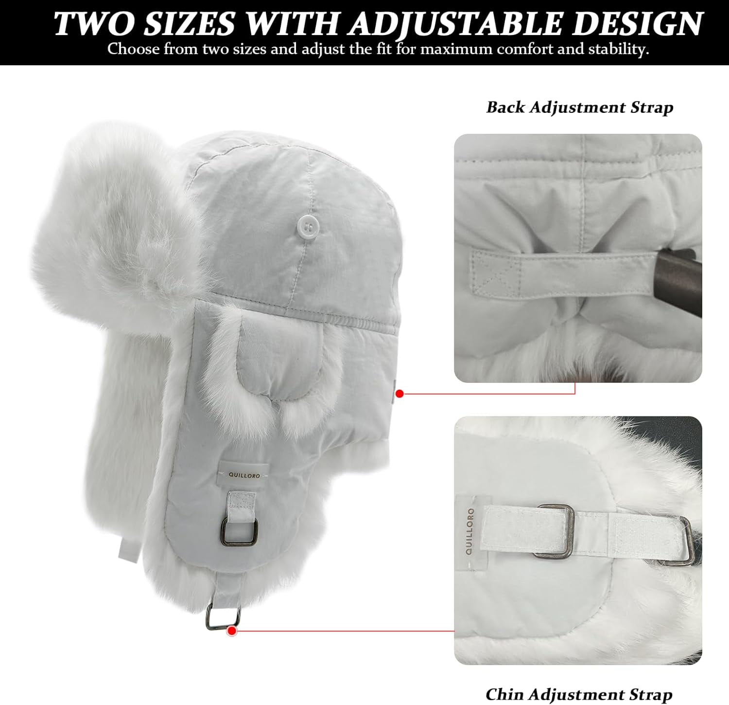 Winter Trapper Hat, Faux Rabbit Faux Fur Knit Russian Ushanka Aviator Warm Ski Hunting Cycling Winter Hats for Men and Women