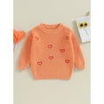 thumbnail image 2 of Bslissey Toddler Baby Girls Valentine's Day Sweater Long Sleeve Heart Pattern Crew Neck Knit Pullovers Infant Loose Jumper Tops Casual Daily Clothes 0-3 Years, 2 of 8