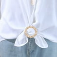 thumbnail image 3 of Eosunjian 4 Pcs Clothes Corner Knotted Buttons Round Circle Shape Faux Pearl Rhinestone Decor Scarf Ring Clips T-shirt Ties Clips Shirt Tighten Clips Golden, 3 of 13