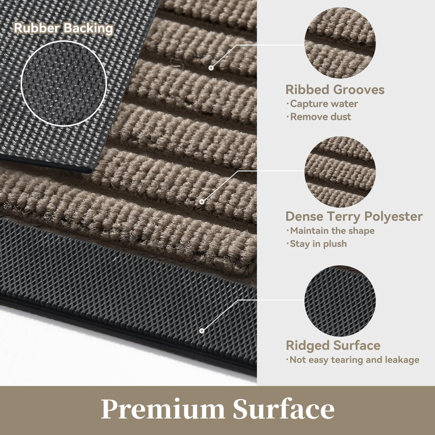 SIXHOME Outdoor Mat 24"x35" Non Slip Front Door Mat Outside Absorbent Rubber Welcome Mat Low Profile Dirt Trapper Indoor Outdoor Doormat Boho Arch Door Mat Outside Thick Entryway Rug Beige