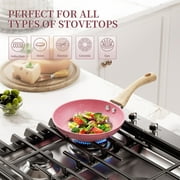 Innerwell 8 Inch Pink Nonstick Granite Frying Pan with Bakelite Handle, Compatible with Various Stoves