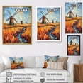 thumbnail image 4 of Designart "Fauvist Depiction of Windmill Meadows I" Architecture Canvas Wall Art - Industrial Blue Wind Turbines Living Room Canvas Art, 4 of 6
