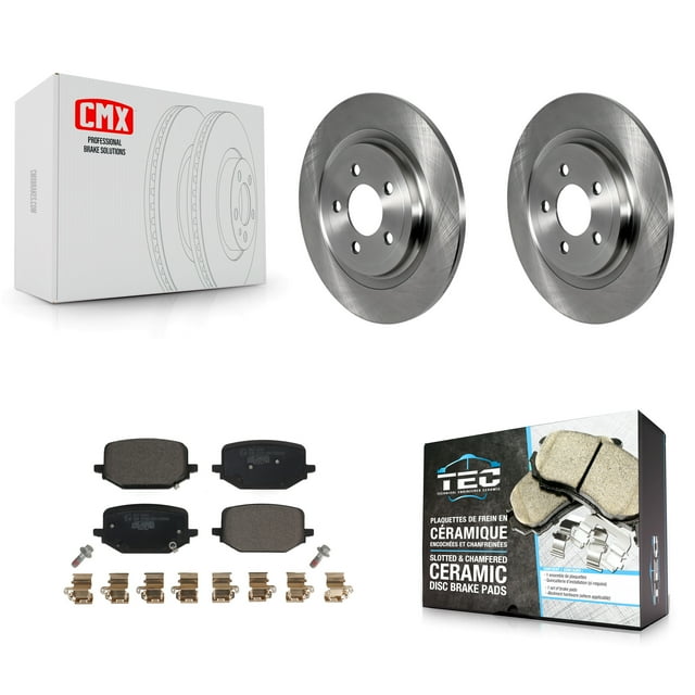 Transit Auto Rear Disc Brake Rotors and Ceramic Pads Kit for Car 2022-2024 Ford Explorer 2.3L with Electric Parking Red Painted Calipers K8T-104341