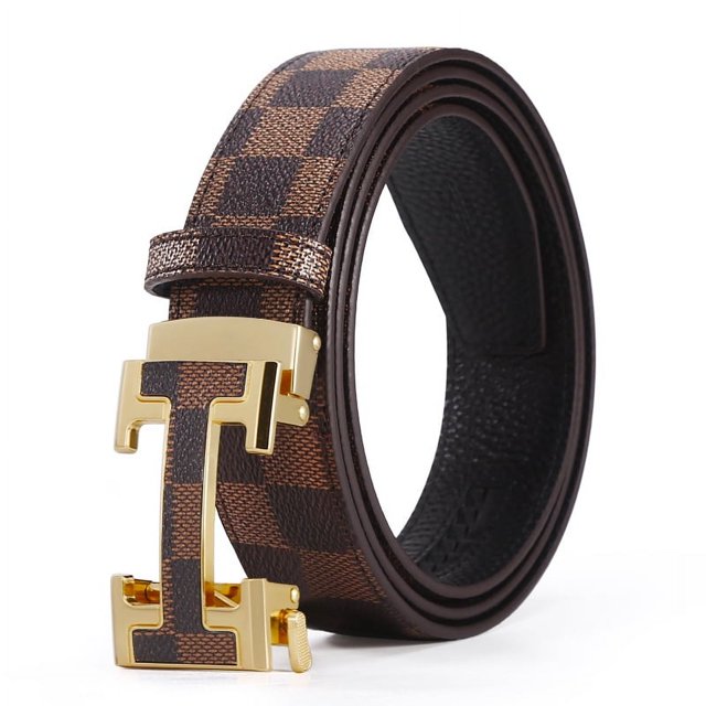 Cinturón de moda para hombre con hebilla automática de aleación con letras, pantalones casuales de moda con puesto de cinturón de negocios Joker, longitud ajustable