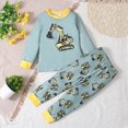 thumbnail image 2 of NOLDARES Toddler Baby Boys Pajamas Set Long Sleeve PJs Cotton Cartoon Pattern Pyjamas(M534-Light Blue), 2 of 9