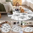 thumbnail image 5 of Black Dandelion Round Area Rug 7Ft Washable Circle Rugs for Dorm Laundry Room, Country Modern Minimalist Flower Non-Slip Carpet Floor Mats Indoor Outdoor Carpet Runner Aesthetic Home Decor, 5 of 8