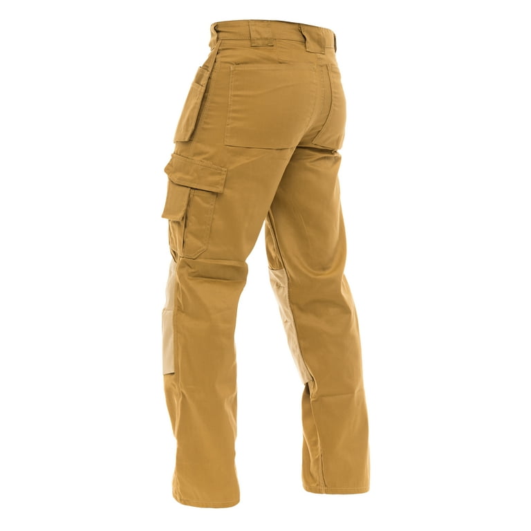 Skylinewears Men cargo pants Workwear Trousers Utility Work Pants with  Cordura Knee Reinforcement Khaki W30-L30