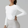 thumbnail image 5 of Clearance Mrasaso Long Sleeve Crop Workout Tops for Women Slim Basic Athletic Tee Shirts Cropped Running Gym Yoga Shirts, 5 of 7