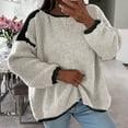 thumbnail image 4 of Kaemgyyd Sweater for Women Fall Fashion Long Sleeve Color Block Oversized Pullover Trendy Casual Crew Neck Knit Tops Clothing, 4 of 6