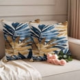 thumbnail image 2 of Navy Blue Brown Outdoor Waterproof Pillow Covers, Tropical Palm Leaves Retro Decorative Square Throw Pillowcase Sofa Cushion Sham for Patio/Couch/Chair, 16"x16" 2 Pack, 2 of 8