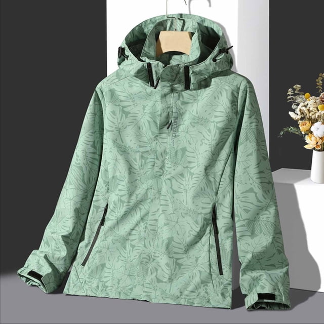 LSLJS Manteau/veste Décontracté(E) pour Femmes, Extérieur, Couples, à une Seule Couche, Col à Revers, Fermeture Éclair, Coupe Ample, Doux, Haut à Manches Longues, à Capuche, Manteau/veste Décontracté(E) (Vert, TTG)