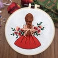 thumbnail image 2 of Hand Beginner Embroidery kit for Adults Easy Stamped Cross Stitch Starter kit with Pattern Girl Hair Friendship, DIY Embroidery Thread Hoop Floss Sampler kit' for Kids needlepoin Kit for Women, Red1, 2 of 5
