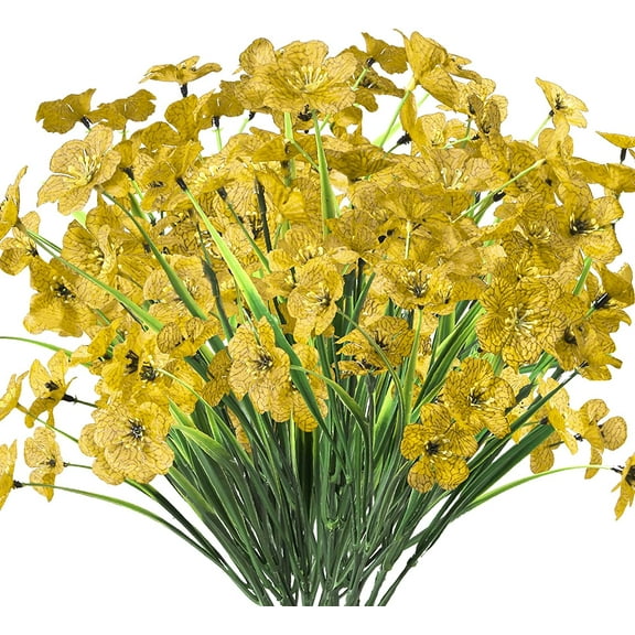 ZOELNIC Artificial Flowers Outdoor 6 Bundles UV Resistant Fake Flowers for Outside No Fade Faux Plastic Plants Garden Porch Window Box Decorating (Yellow)