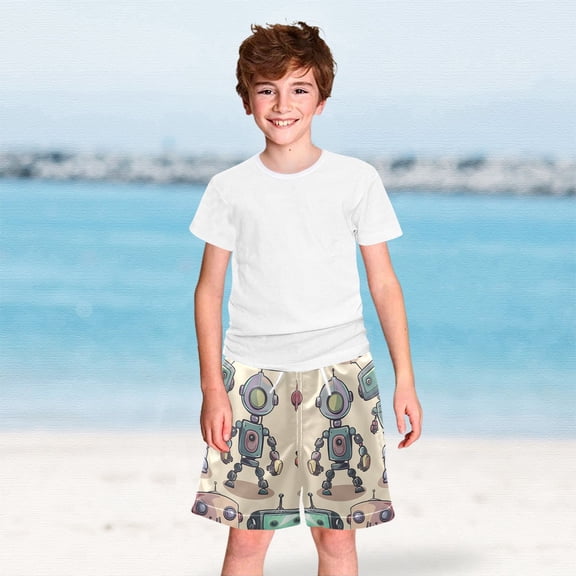 Robots Boys Swim Trunks Boardshorts Swimsuit Quick Dry Board Shorts Bathing Suit 2-12T