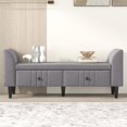 thumbnail image 2 of Storage Ottoman Footrest with 2 Drawers, Upholstered Wooden Ottoman Bench for Bedroom, Fully Assembled Except Legs and Handles, Gray, 2 of 7