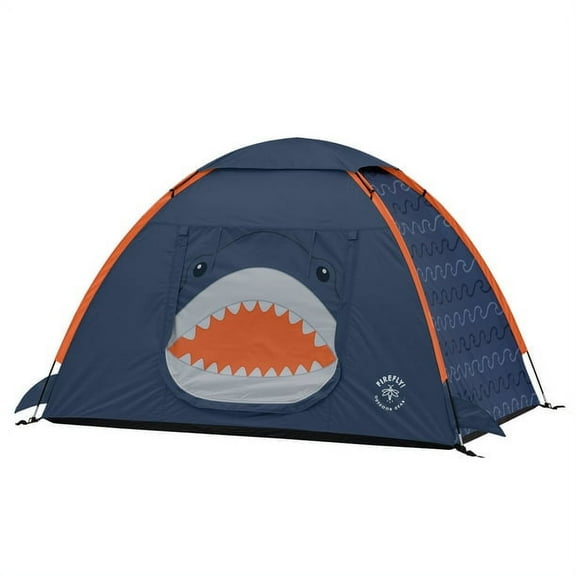 Firefly! Outdoor Gear 72" x 48" x 44" Finn the Shark 2-Person Kid's Camping Tent - Navy/Orange/Gray Color
