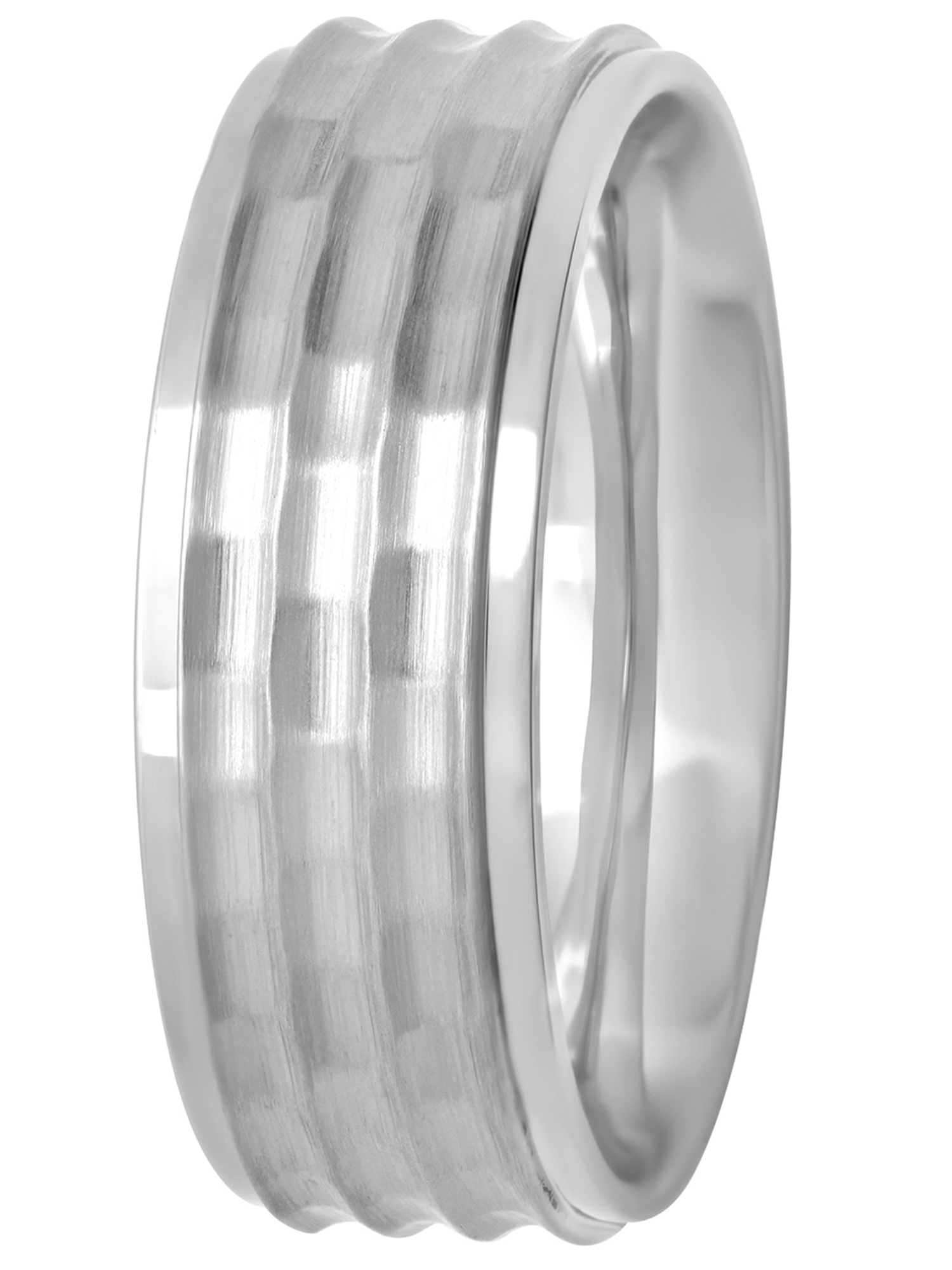 Men's Stainless Steel Bark Finish Wedding Ring Band