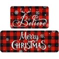 thumbnail image 1 of Christmas Kitchen Mat Set of 2, Buffalo Plaid Kitchen Rugs Non Slip Washable, Absorbent Merry Christmas Rugs for Kitchen, Laundry Room, Bathroom, Christmas Decorations, 17" x 47" + 17" x 30", 1 of 6