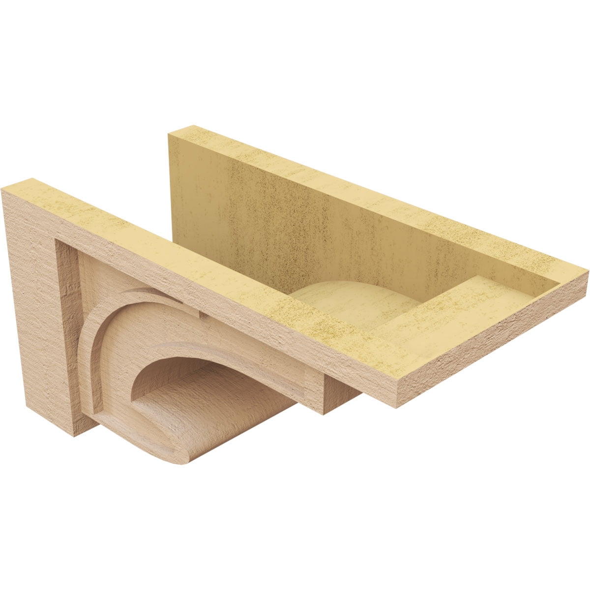 10"W x 20"D x 10"H Wide Alma Rough Cedar Woodgrain TimberThane Corbel, Primed Tan