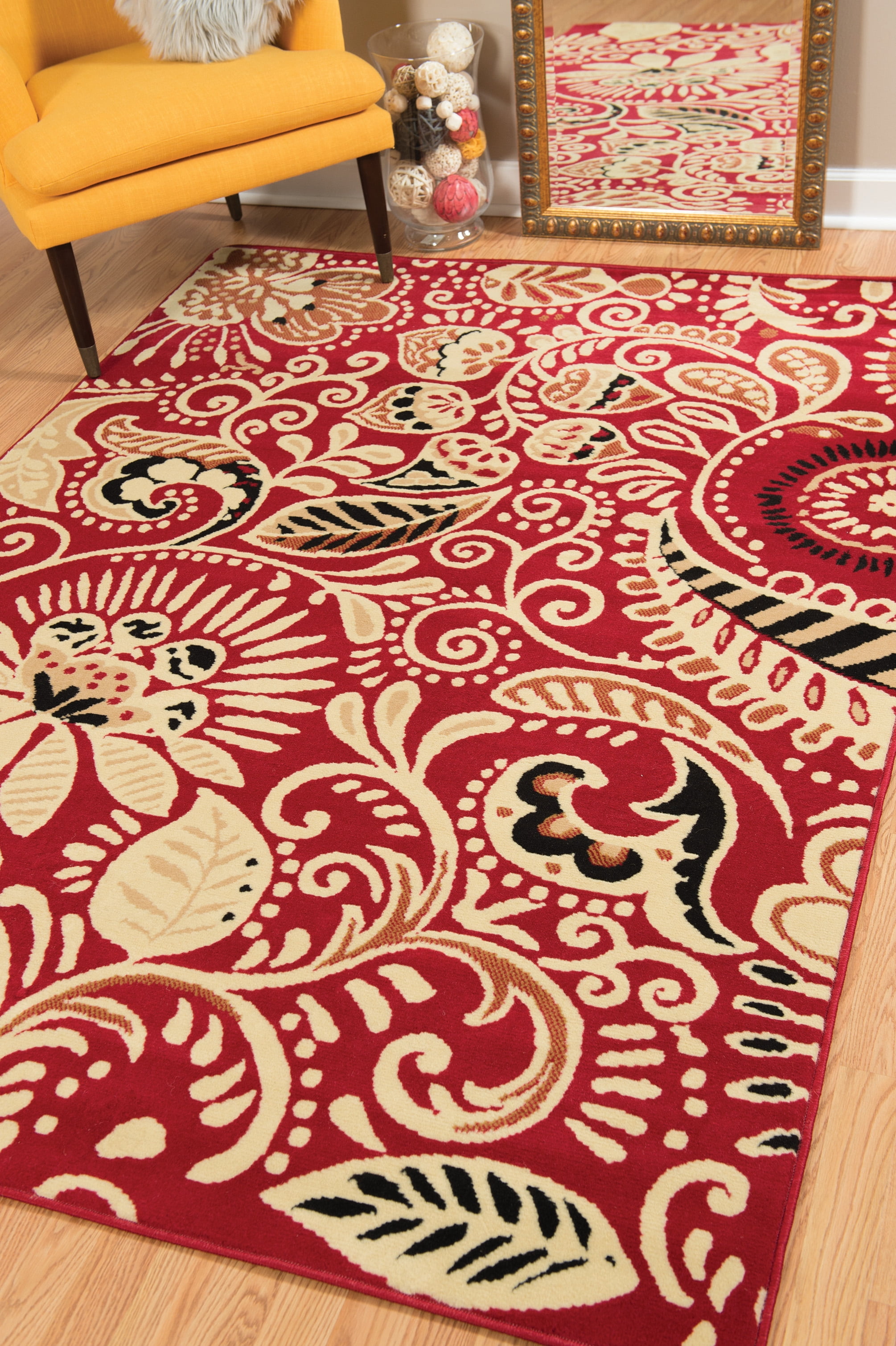 United Weavers Plaza Gina Runner Rug, Paisley Pattern, Red, 2'3 X 7'2"