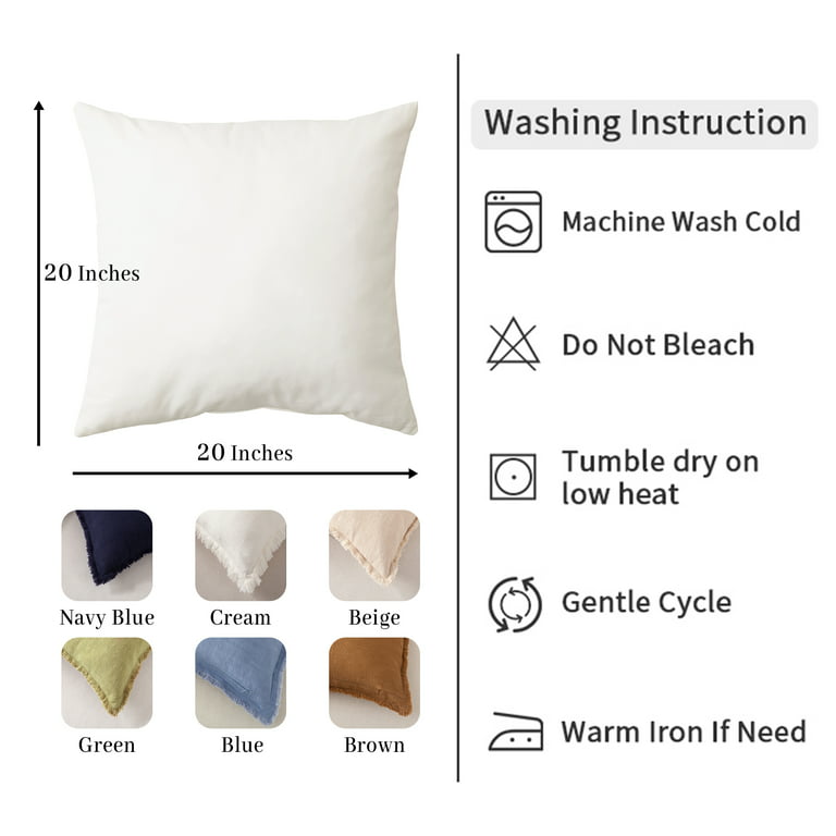 ATLINIA Linen Pillow Cover with Tassels 20 x 20 Off White Decorative Throw Pillow Cover for Couch Sofa Bed and Outdoor