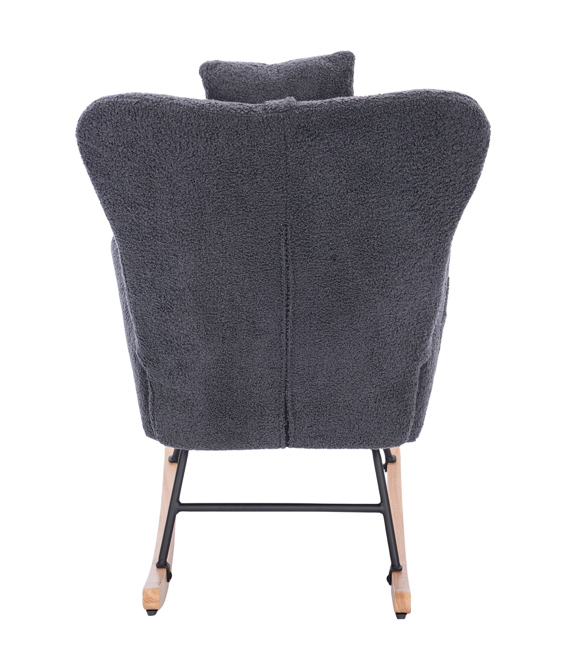 Cozy Teddy Upholstered Nursery Rocking Chair in Soft Fabric for Living Room