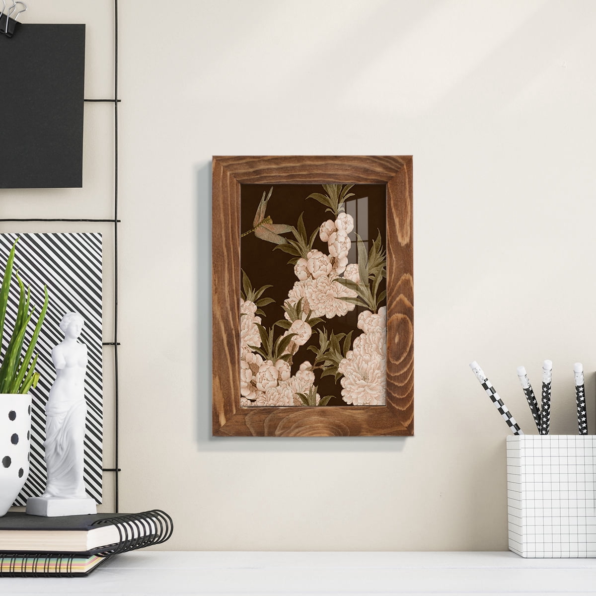 Asian Brocade III - Framed Print w/glass - Walnut