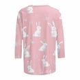 thumbnail image 4 of 3/4 Manga Casual Tops para las Mujeres Cuello Tripulación Pascua Impresión Suéter Camiseta Mujer 3/4 Manga Tops, 4 of 5