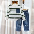 thumbnail image 2 of CAIVO Kids Boys Autumn Casual Outfit Sets Long Sleeve Hoodie And Joggers With Stripe Print Athletic Style Two Piece Comfy Home Cute Clothes Sets, 2 of 9