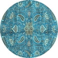 thumbnail image 1 of Ahgly Company Indoor Round Oriental Light Blue Traditional Area Rugs, 5' Round, 1 of 4