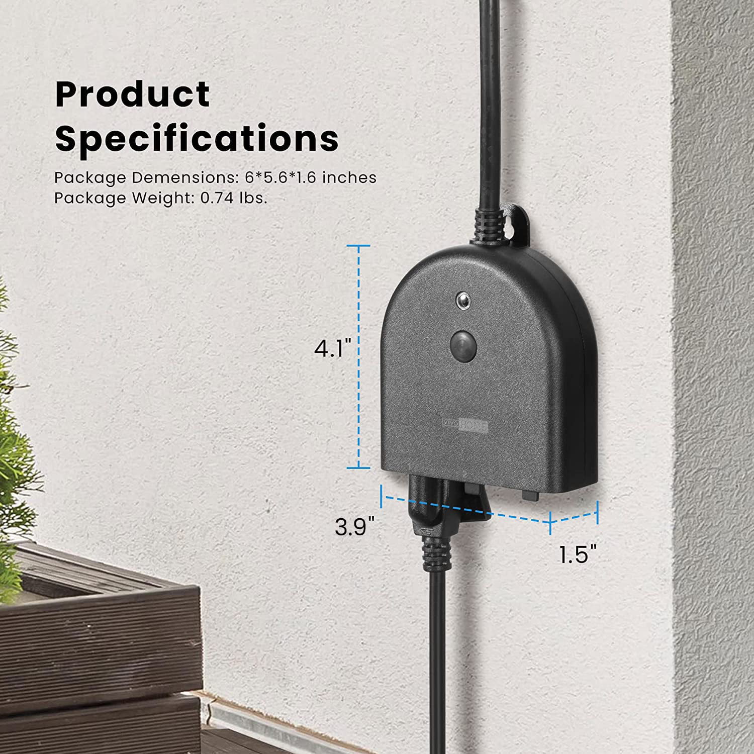 VIVOHOME Outdoor Smart Plug with 2 Individually Controlled Outlets, Timers,  Voice and Remote Control, IP44 Waterproof, 2.4 GHz Wi-Fi, Compatible with