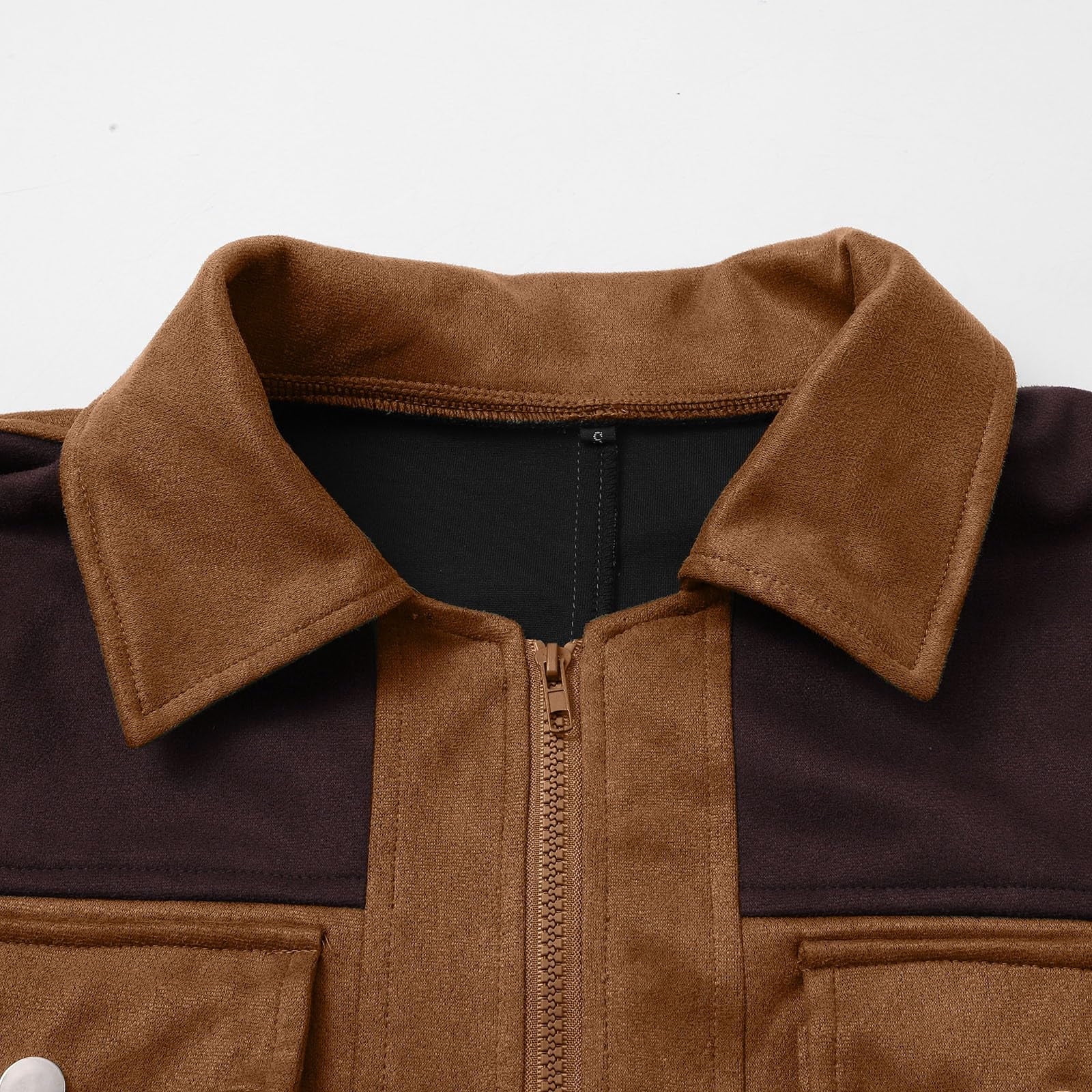 Hinvhai Mens Western Cowboy Vintage Suede Jacket Plush Collar Coats Faux Leather Winter Long Jackets Men Zip Up Casual Retro Tops Yellow XL(XL)