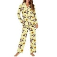 thumbnail image 4 of DISNIMO Cow Sunflower Print Women Pajama Sets 2 Piece Pj Lounge Sets Long Sleeve Sleepwear with Long Pants Casual Loose Nightwear with Pocket Button Down Loungewear, XS, 4 of 7