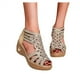 thumbnail image 4 of Sandalias de verano para mujer, sandalias con cuña, zapatos romanos huecos de cristal, sandalias informales con punta abierta Wmkox8yii ytu8122, 4 of 6