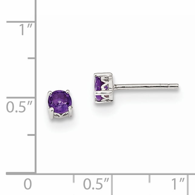 Jewelry Birthstone Earrings Sterling Silver Rhodium-plated 4mm Round Rhodolite Garnet Post Earrings